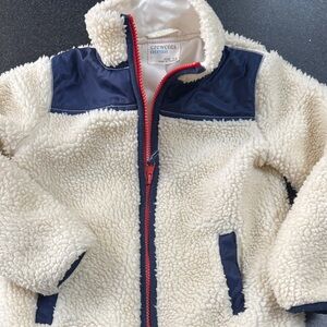 J. Crew Kids Cream and Navy Puffer Coat